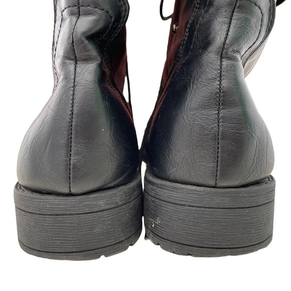 Robert Wayne Black Pleather Cap Toe Fold Top Combat Ankle Boot Womens 8.5 Casual - Picture 9 of 11